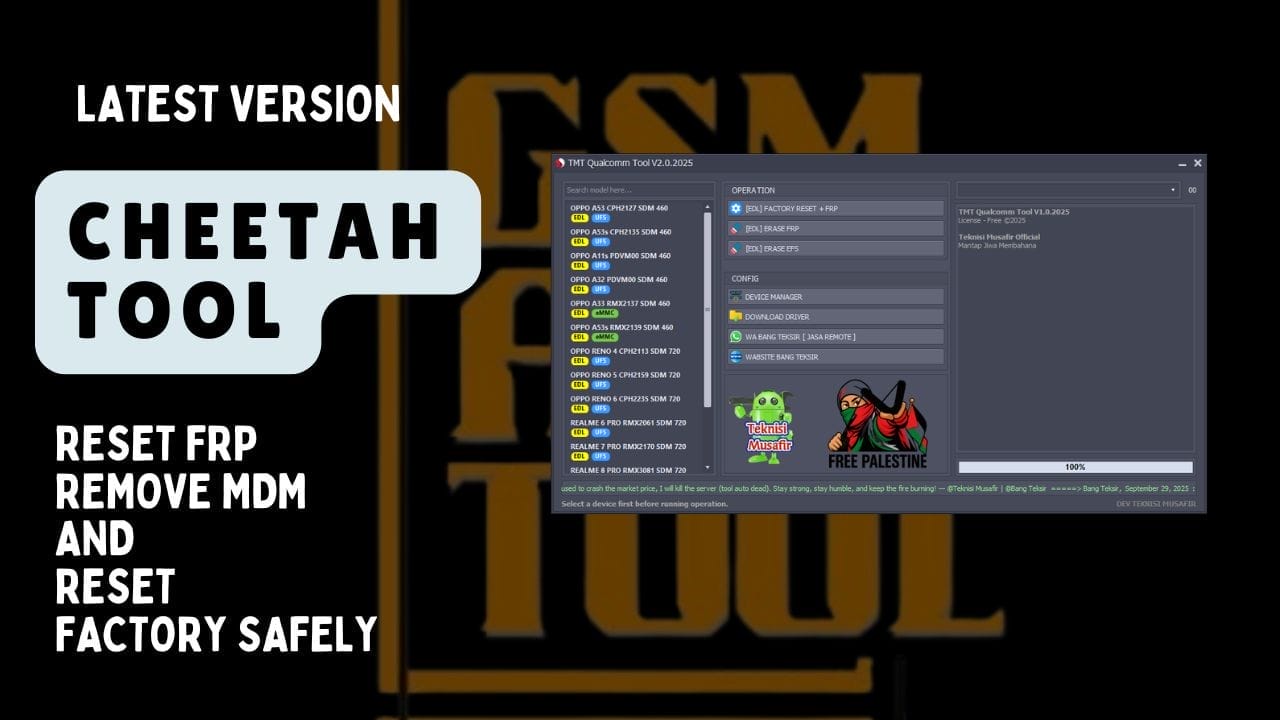 Cheetah tool reset frp remove mdm and reset factory safely Cheetah tool imei repair network unlock flash firmware reset frp remove mdm huawei id reset payjoy remove change csc read unlock code reset security.