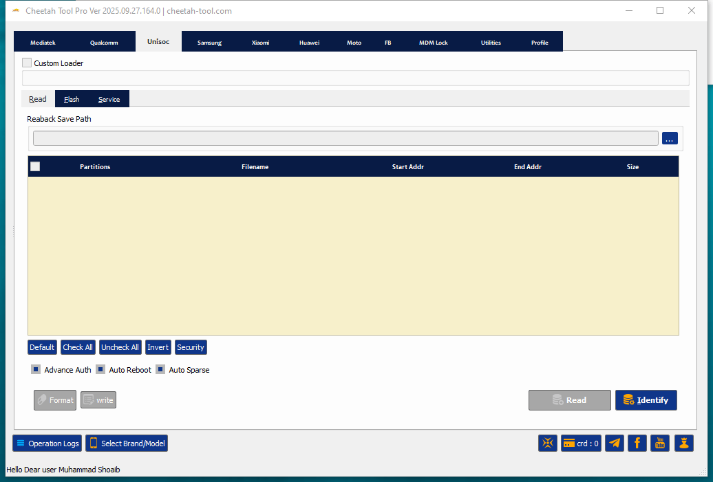Cheetah tool reset frp remove mdm and reset factory safely 9 Cheetah tool pro interface showing options for imei repair unlock network flash firmware and reset frp