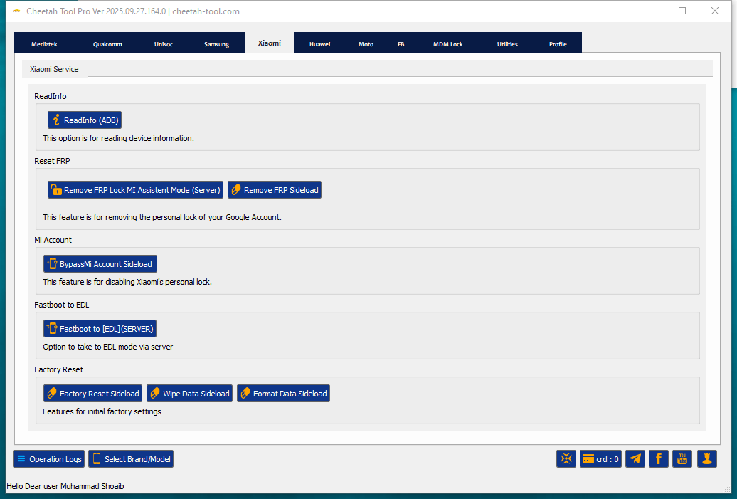 Cheetah tool reset frp remove mdm and reset factory safely 13 Cheetah tool xiaomi interface – imei repair unlock network flash firmware reset frp and remove mdm