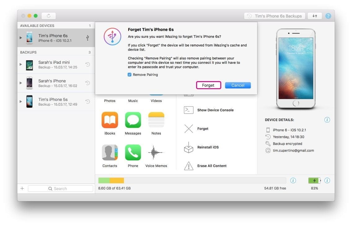 Imazing 2. 13. 10 full latest activation code free download 2 Forget dialog forget highlighted