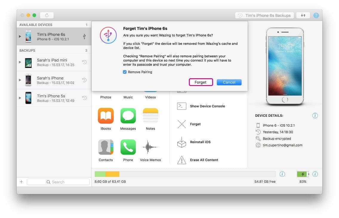 Imazing 2. 13. 10 full latest activation code free download 2 Forget dialog forget highlighted
