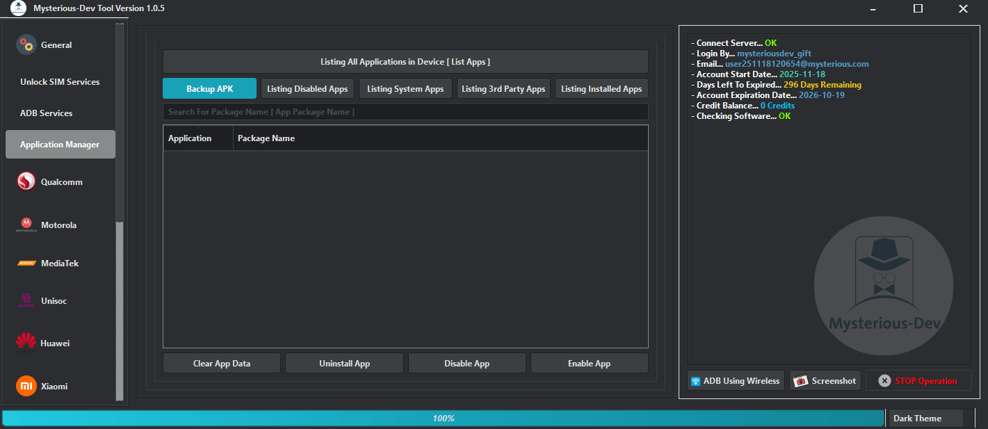Mysterious-dev tool solution for unlocking flashing & repairing smartphones 3 Mysterious-dev tool interface showing multi-brand smartphone repair features such as frp removal imei repair flashing and bootloader services.