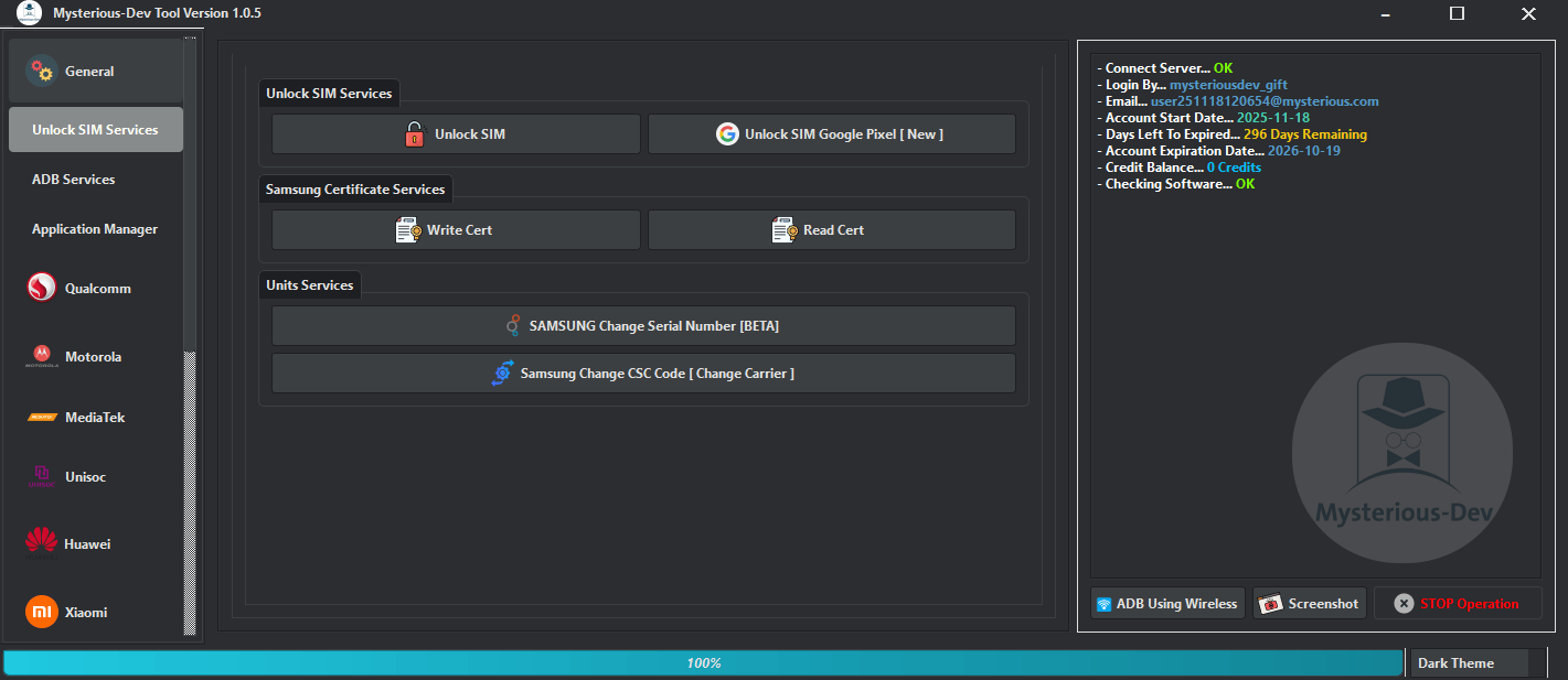 Mysterious-dev tool v1. 1. 0 solution for unlocking flashing & repairing smartphones 2 Mysterious dev tool unlocking flashing and mobile repair software interface for android smartphones