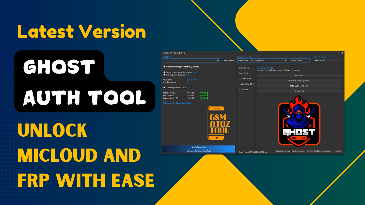 Ghost auth tool flashing and unlocking micloud and frp with ease Ghost auth tool flashing and unlocking micloud and frp with ease