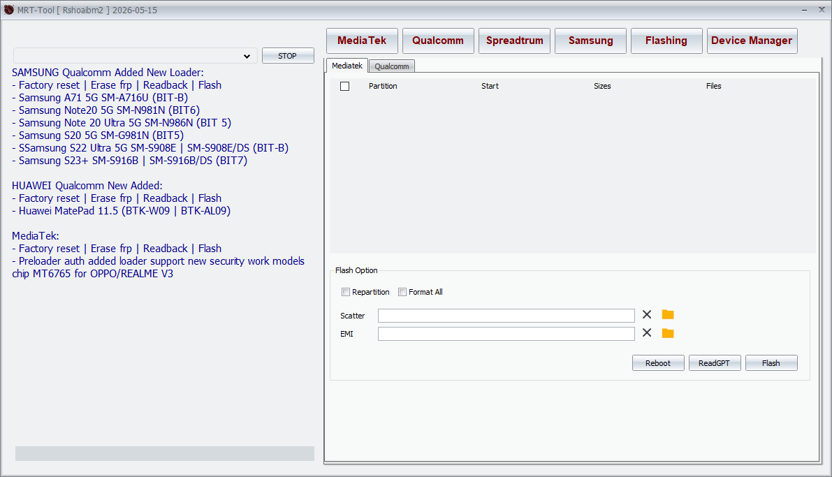 Mrt tool download flashing Mrt tool download flashing