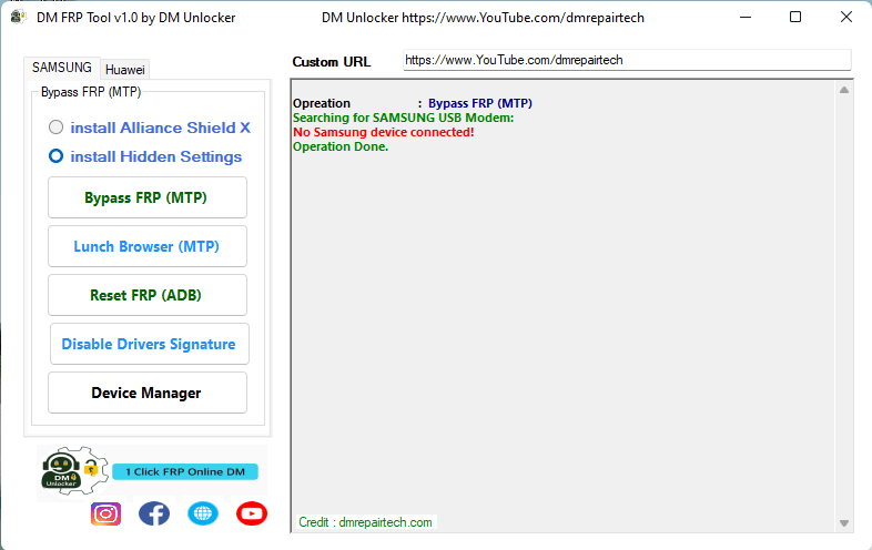 Dm frp tool v1. 0 samsung or huawei one click frp bypass 3 Dm frp tool v1. 0 by dm unlocker frp bypass tool 1