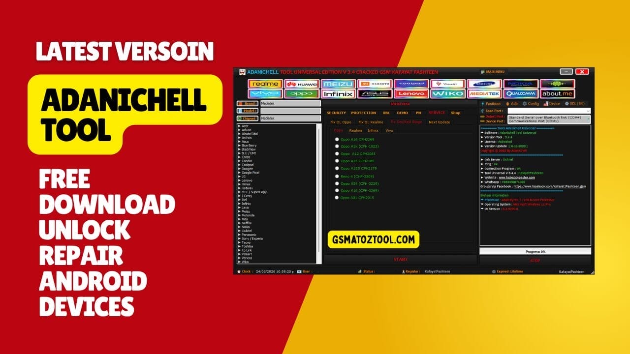 The adanichell tool latest version free download to unlock and repair android phones.