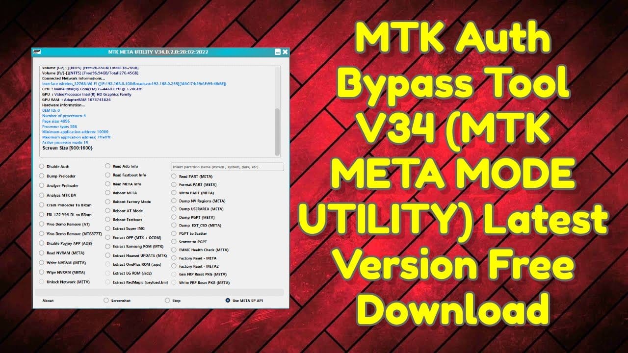 Mtk auth bypass tool v34 (mtk meta mode utility) latest version free download 1 Mtk auth bypass tool v34 (mtk meta mode utility) latest version free download