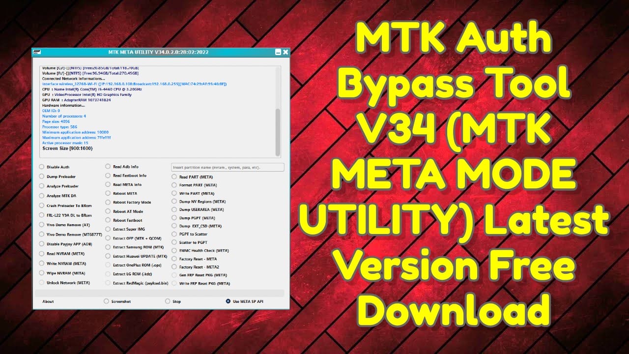 Mtk auth bypass tool v34 (mtk meta mode utility) latest version free download