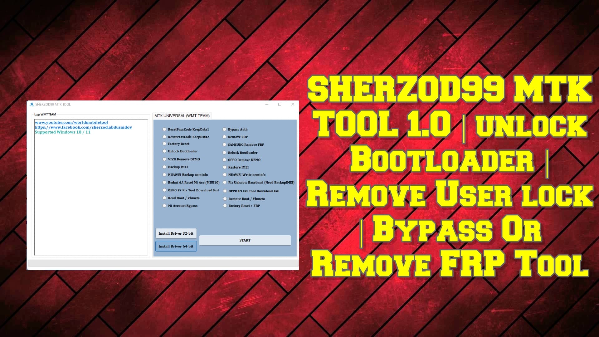 Sherzod99 mtk tool 1. 0 _ unlock bootloader _ remove user lock _ bypass or remove frp tool