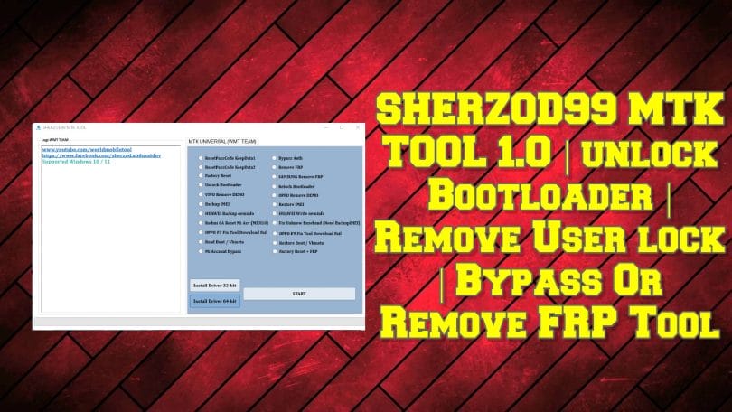 SHERZOD99 MTK TOOL 1.0 _ unlock Bootloader _ Remove User lock _ Bypass Or Remove FRP Tool