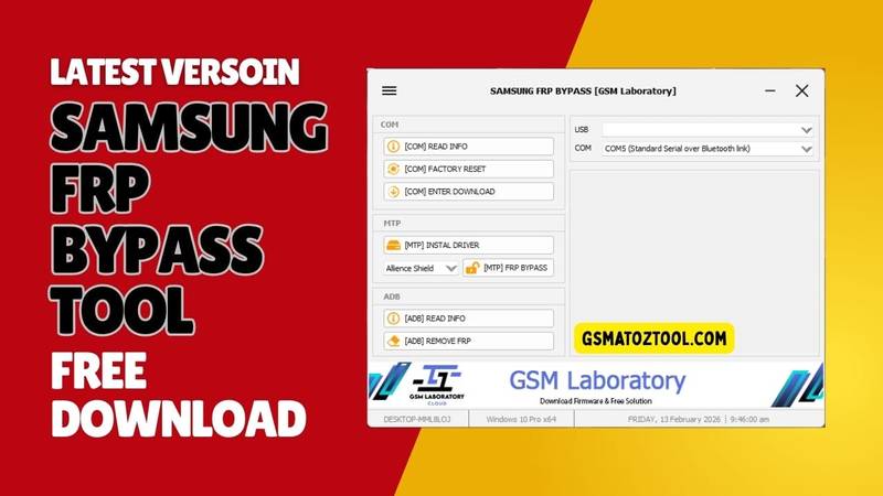 Samsung frp bypass tool interface for removing google account lock from samsung devices