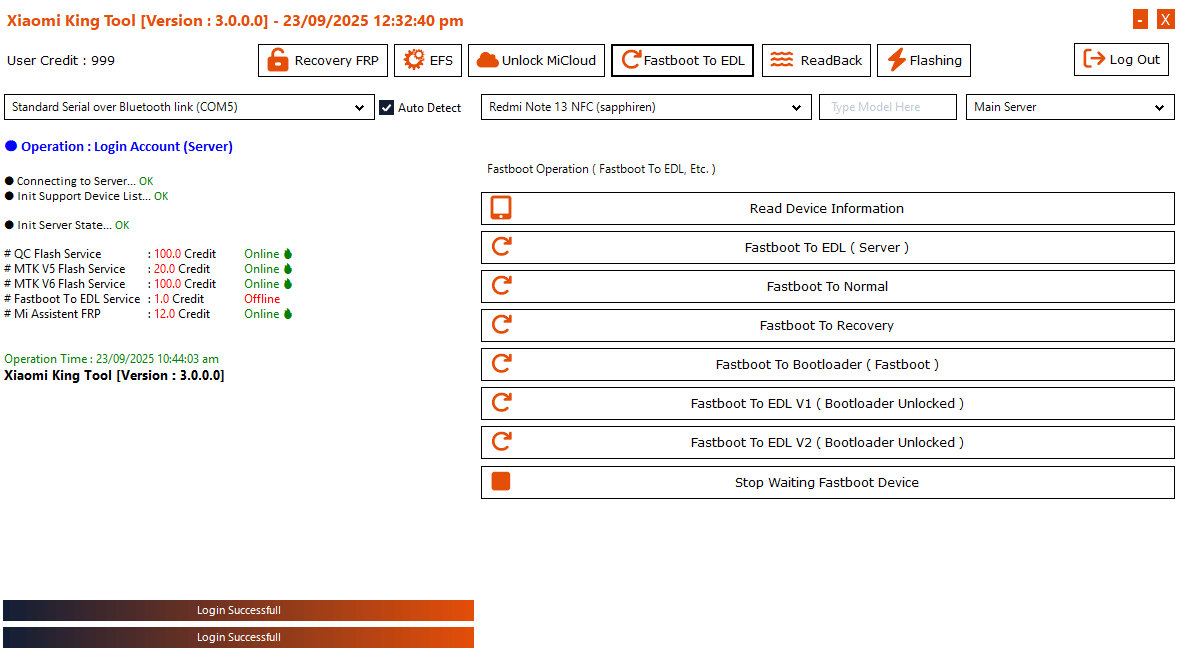 Xiaomi king tool fastboot to edl server mode with device reboot options Xiaomi king tool fastboot to edl server mode with device reboot options