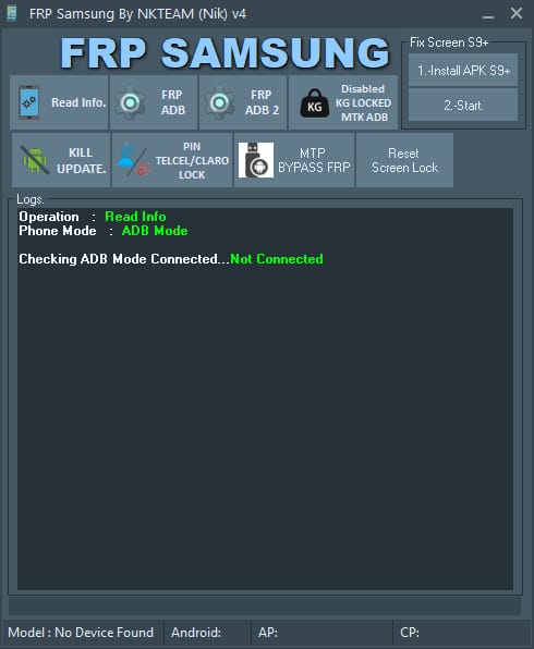 Frp samsung tool v4 by nkteam - disable kg lock mtp tool