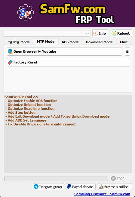 SamFw FRP Tool 2.5 - Remove Samsung FRP One Click