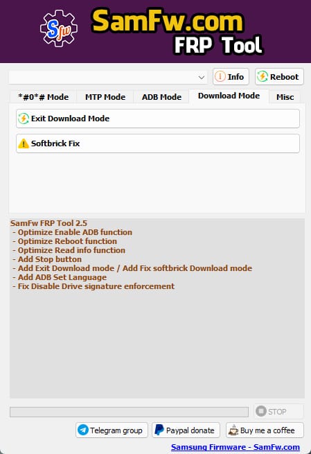 Samfw frp tool 2. 5 - remove samsung frp one click