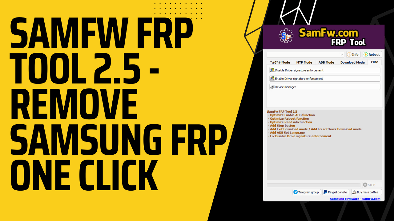 Samfw frp tool 2. 5 - remove samsung frp one click