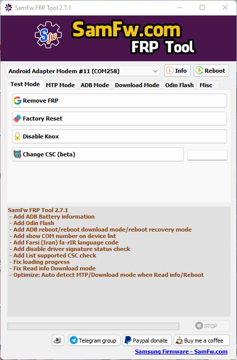 Samfw frp tool 2. 7. 1 - remove samsung frp one click