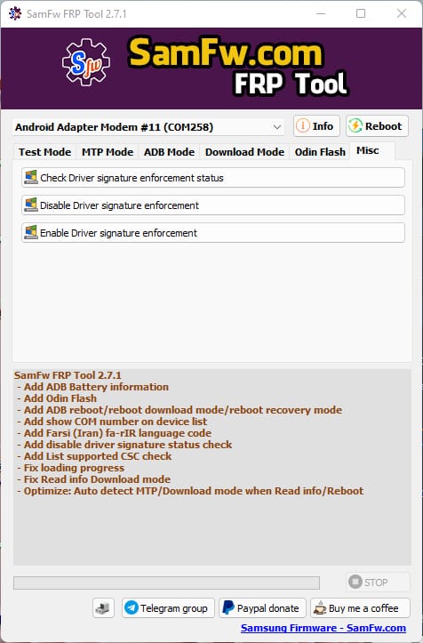 Samfw frp tool 2. 7. 1 - remove samsung frp one click