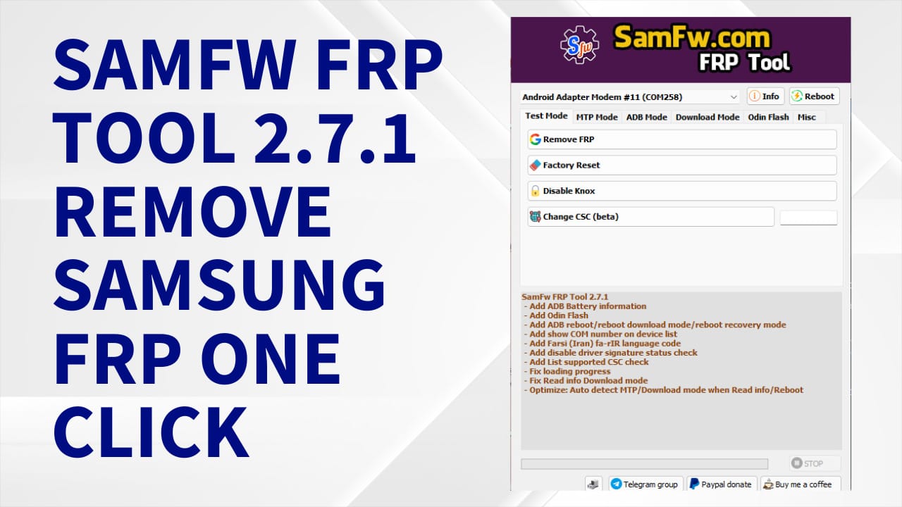 Samfw frp tool 2. 7. 1 - remove samsung frp one click