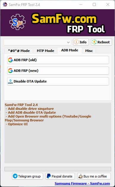 Samfw frp tool 2. 4 - remove samsung frp one click Samfw frp tool 2. 4 - remove samsung frp one click