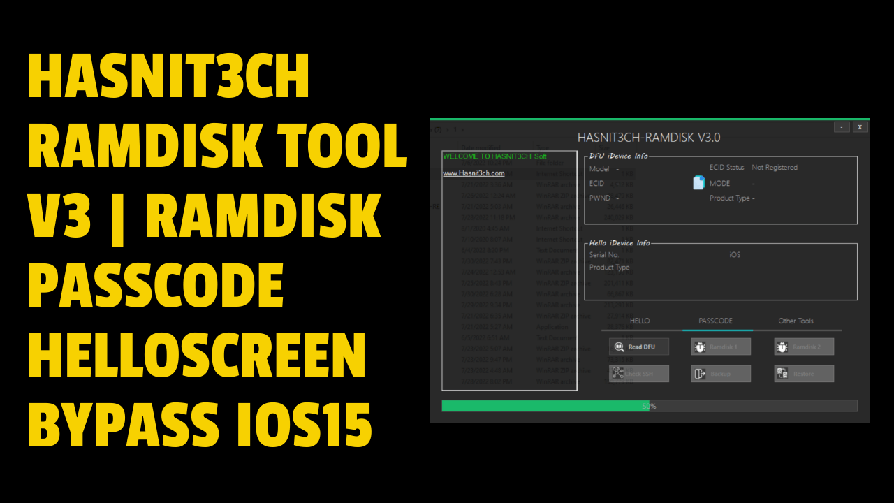 Hasnit3ch ramdisk tool v3 ramdisk passcode & helloscreen bypass ios15