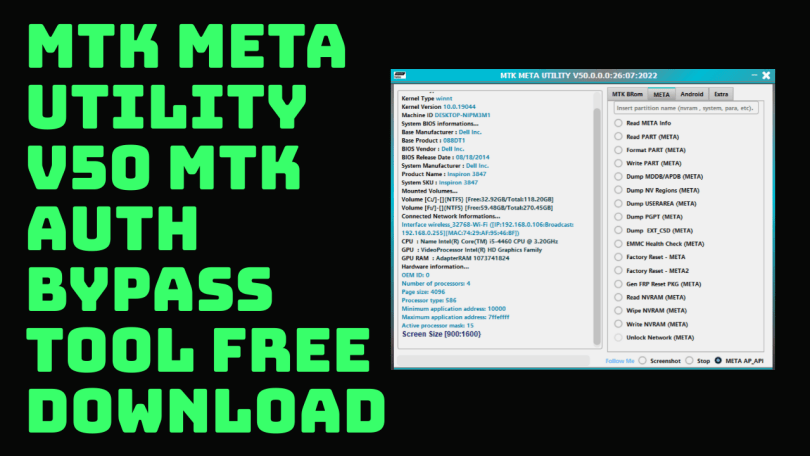 MTK META Utility V50 MTK AUTH Bypass Tool Free Download