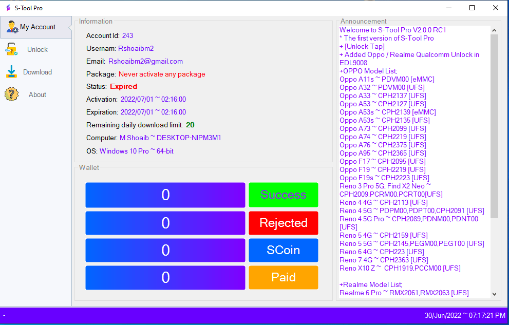 S-tool pro oppo realme qualcomm unlock tool