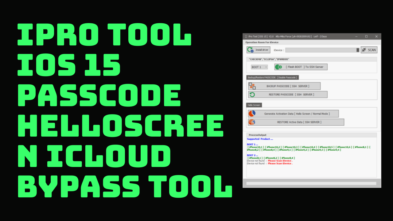 Ipro tool ios 15 passcode & helloscreen icloud bypass tool