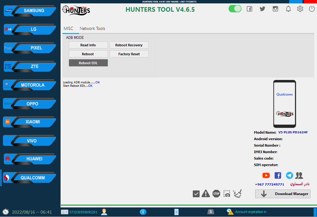 Hunter tool v4. 6. 5 qualcomm frp unlock sim fix imei free download