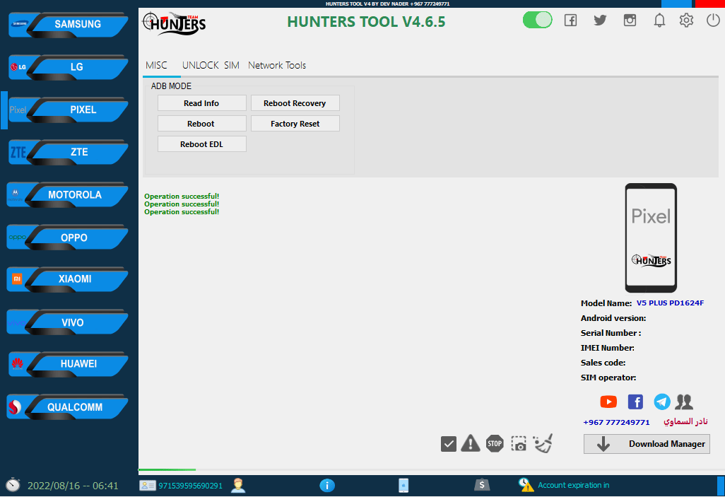 Hunter tool v4. 6. 5 Hunter tool v4. 6. 5 qualcomm frp unlock sim fix imei free download