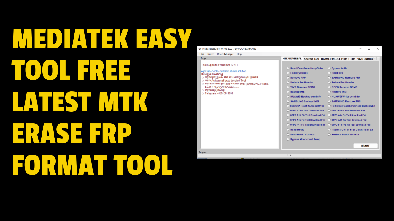 Mediatek easy tool free latest mtk erase frp format tool