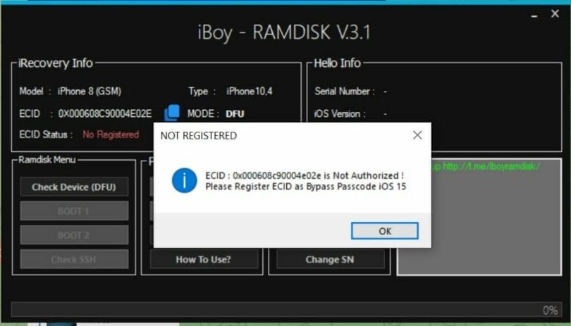iBoy Ramdisk Tool – iOS 15 Bypass Unlimited Free iCloud Unlock V3.1
