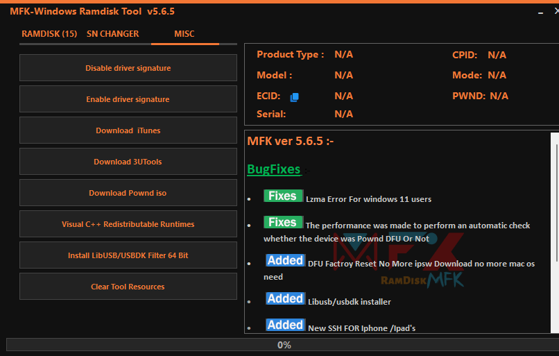 Mfk tool v5. 6. 5 windows ramdisk icloud bypass tool