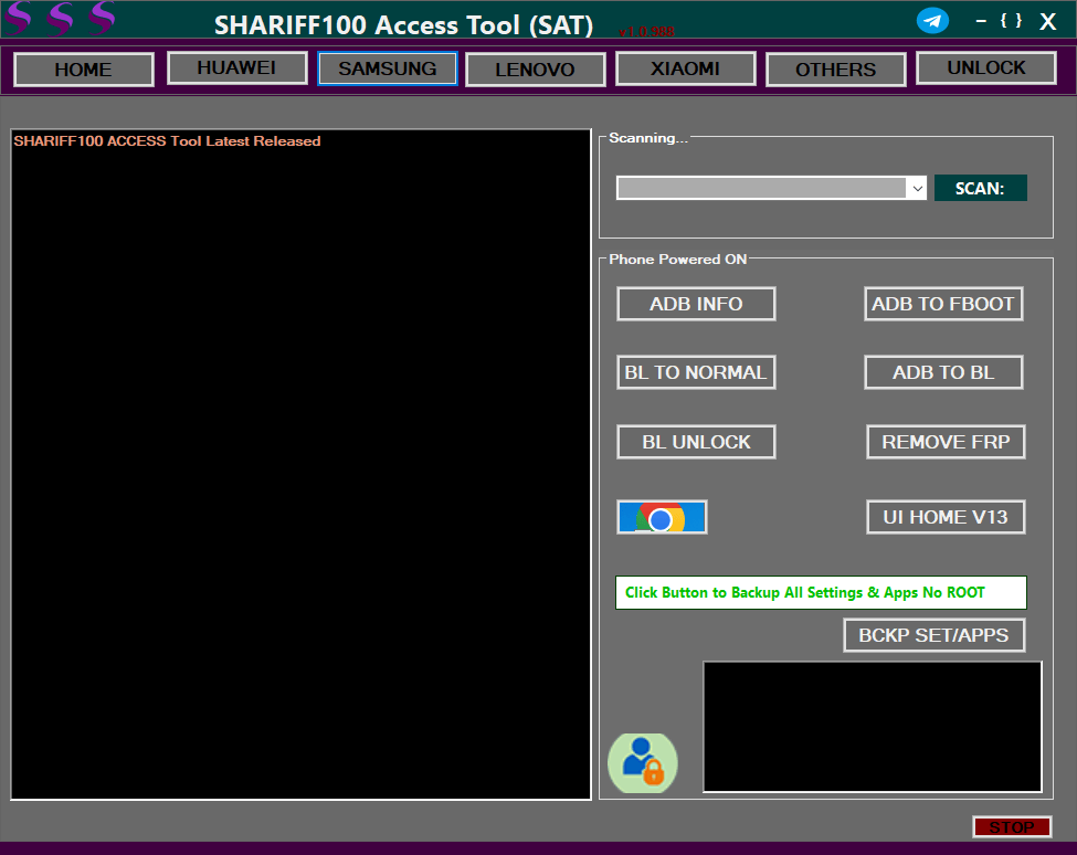 Download the shariff100 access tool (sat)