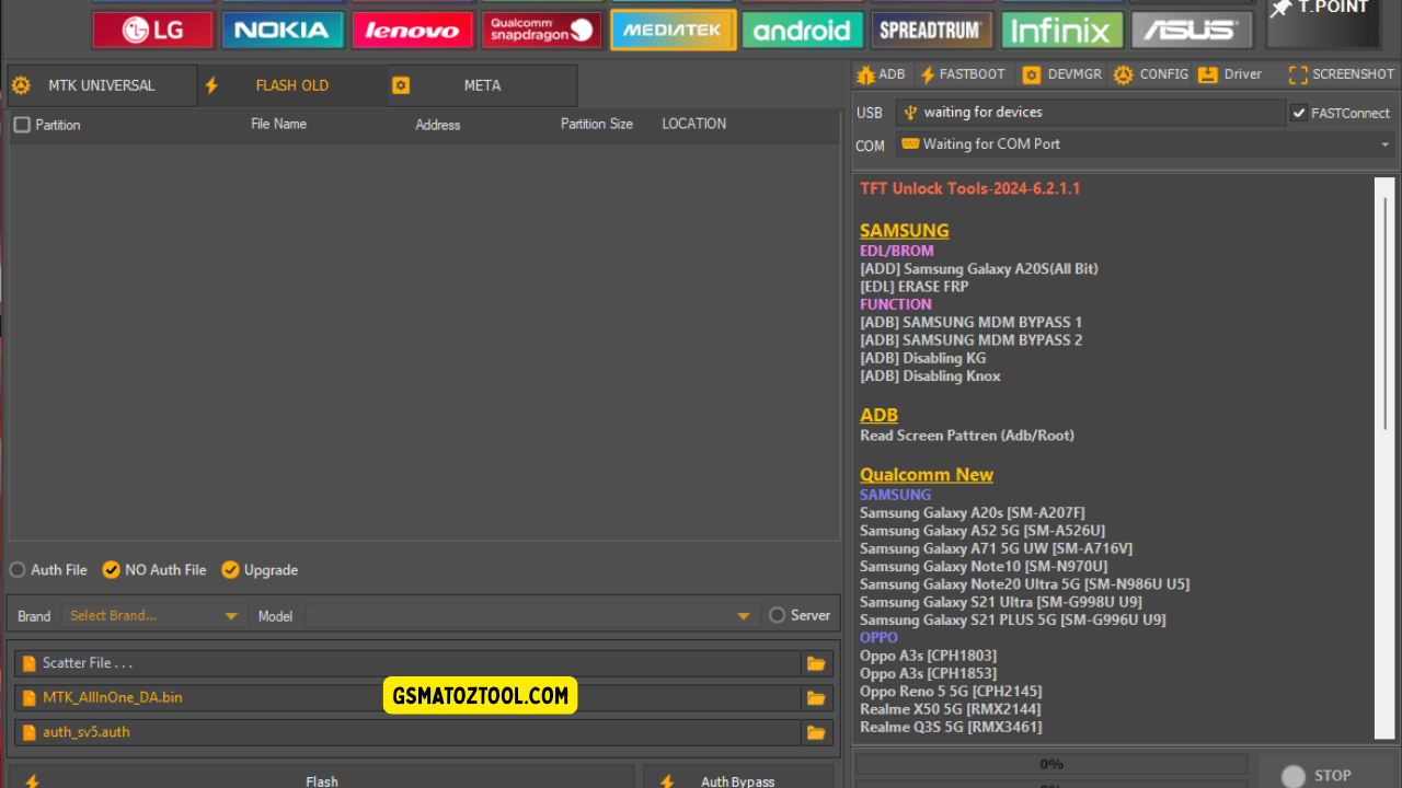 Tft unlock tool latest version free download (all-in-one solution) 46 Tft unlock tool mtk flash old tab showing scatter file loading da file and auth bypass options
