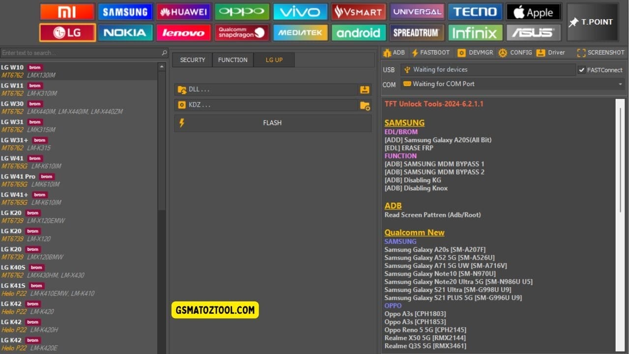 Tft unlock tool latest version free download (all-in-one solution) 37 Tft unlock tool lg up tab showing kdz and dll flashing options for lg firmware installation
