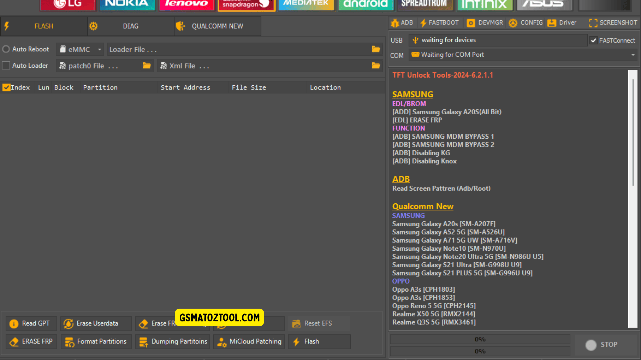 Tft unlock tool latest version free download (all-in-one solution) 44 Tft unlock tool qualcomm new flash tab showing loader xml file selection and partition flashing options