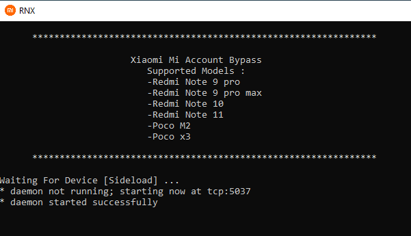 Download xiaomi mi account bypass (sideload mode)