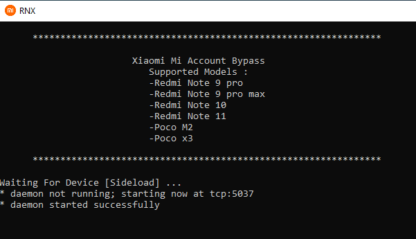 Download Xiaomi Mi Account Bypass (Sideload mode)