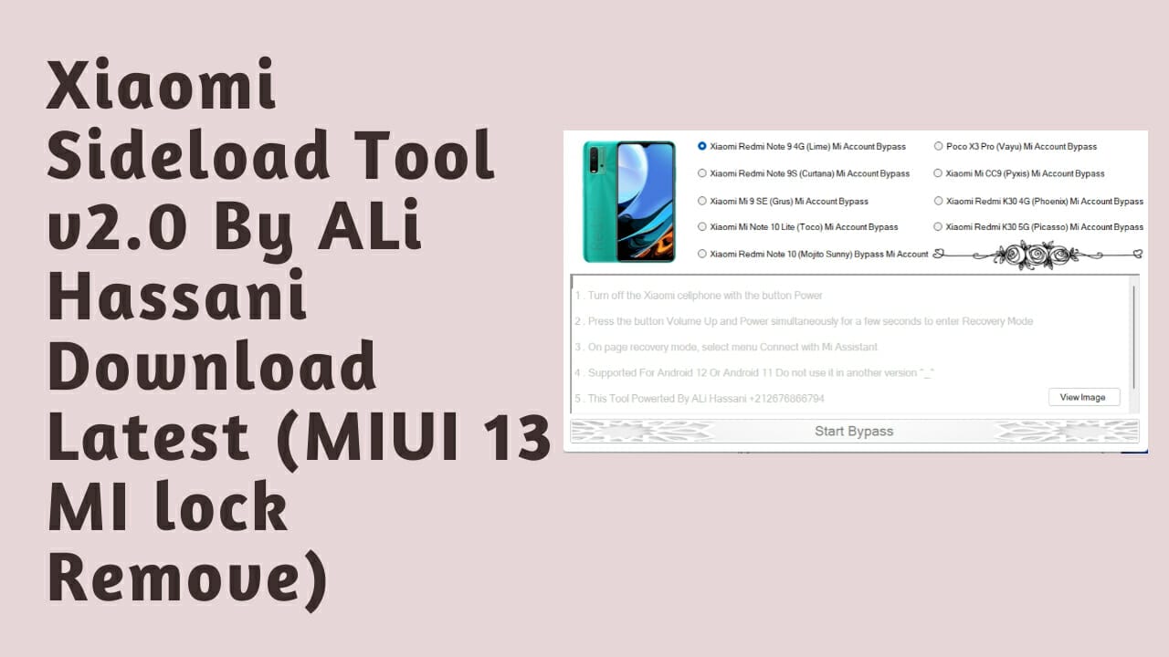 Xiaomi sideload tool v2. 0 by ali hassani download latest (miui 13 mi lock remove)