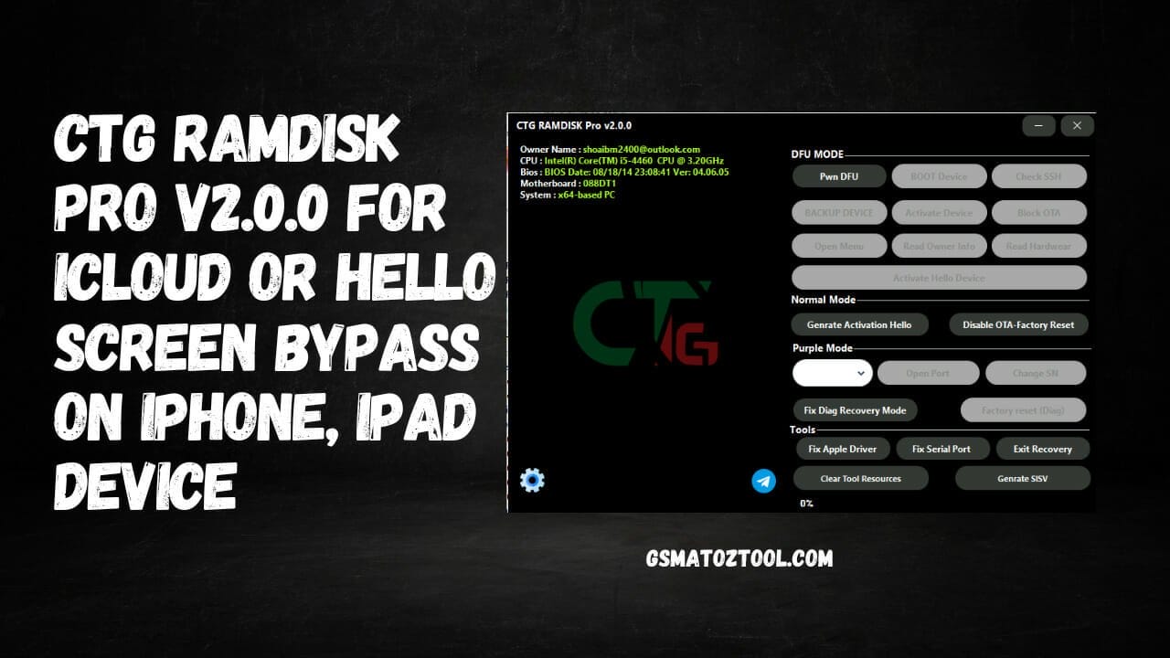 Ctg ramdisk pro v2. 0. 0 for icloud or hello screen bypass tool download Ctg ramdisk pro v2. 0. 0 for icloud or hello screen bypass tool download