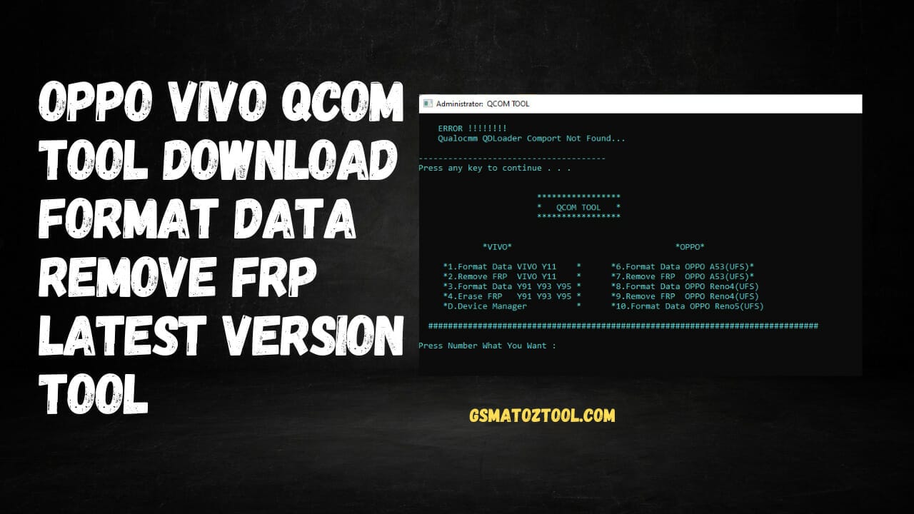 Oppo vivo qcom tool format data remove frp latest version tool