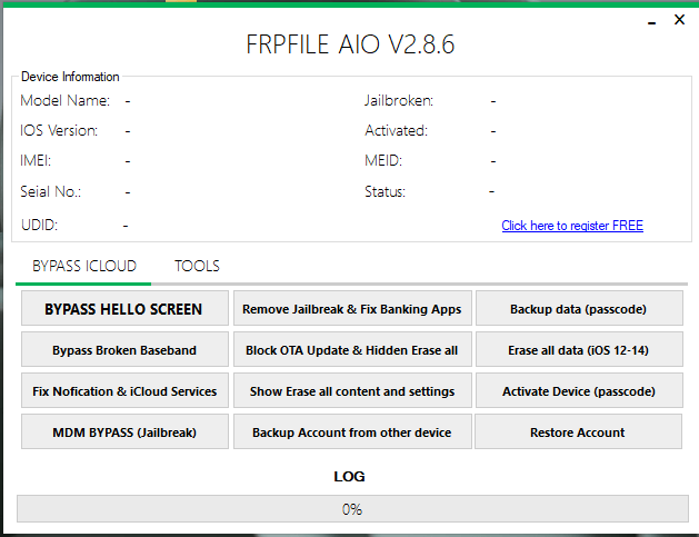 Download iFrpfile All In One iCloud Tool AIO v2.8.6