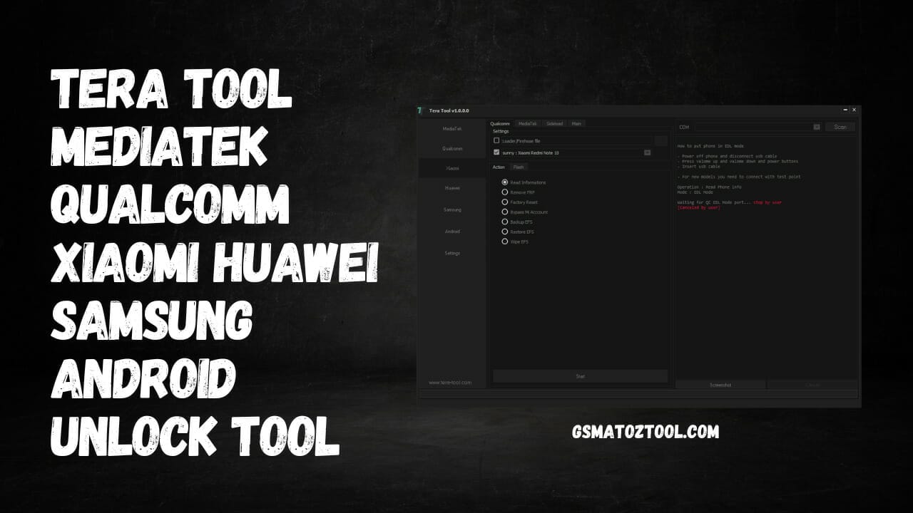 Tera tool xiaomi huawei samsung android unlock tool download