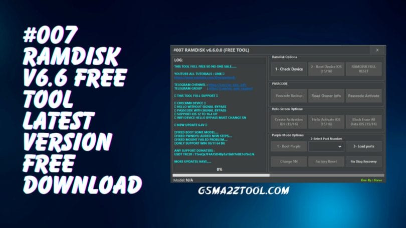 #007 Ramdisk V6.6 Free Tool ICloud Bypass Tool Download
