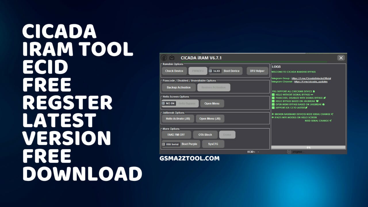 Cicada iram tool v6. 7. 1 ecid free regster download