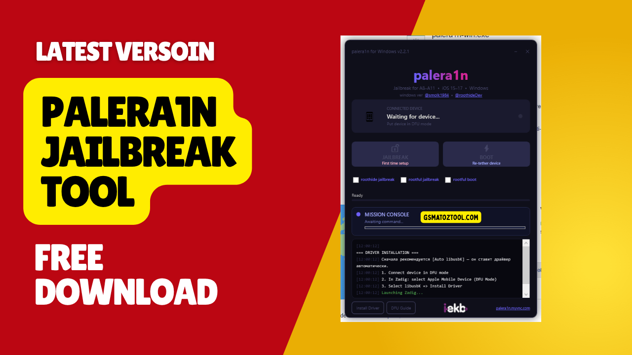 Palera1n jailbreak software for iphone with dfu mode guide and driver installer for windows and mac