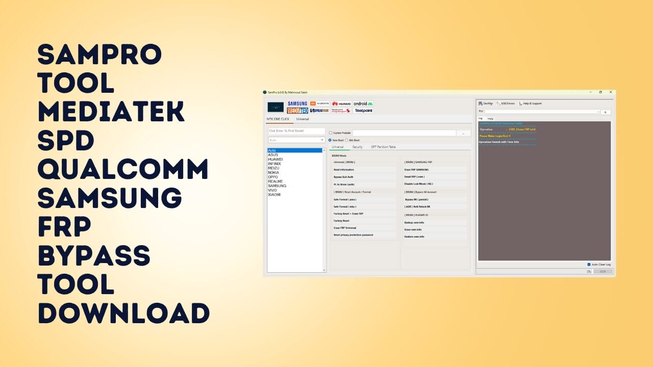 Sampro tool mediatek spd qualcomm samsung frp bypass tool download Sampro tool mediatek spd qualcomm samsung frp bypass tool download