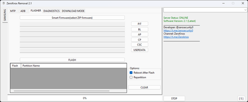 Zeroknox removal tool v2. 4 remove kg lock and frp bypass 4 Zeroknox removal 2. 2 interface showing kg lock removal frp reset diagnostics app manager and samsung